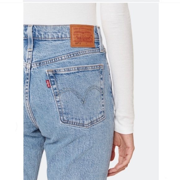 Levi's 501 Straight High Rise Blue Jeans - Picture 8 of 13